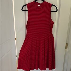 Old Navy Red and Black Striped Mock Neck Dress